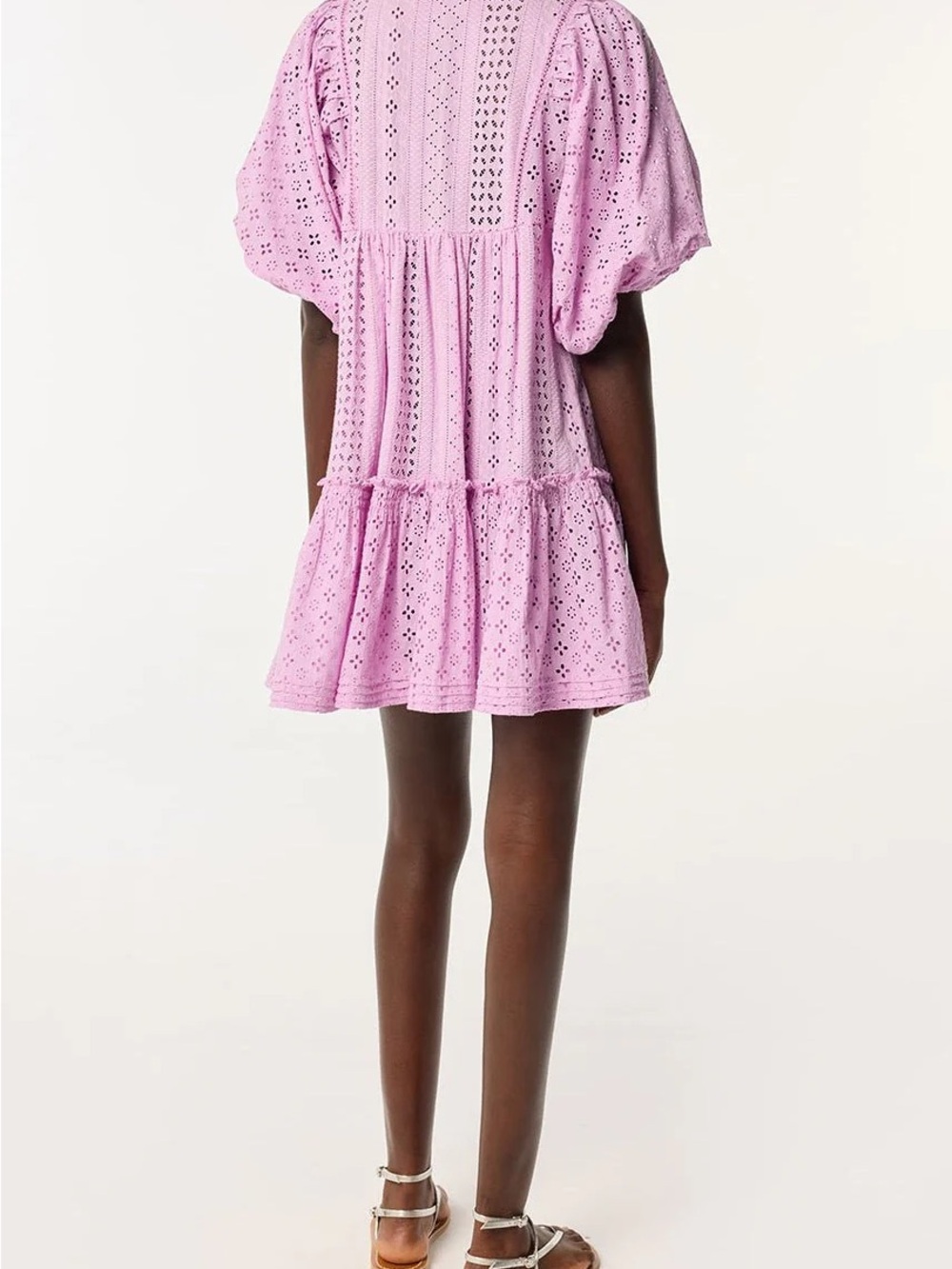 Poupette St. Barth - Aria Lilac Eyelet V-Neck Dress - Picture 3 of 11